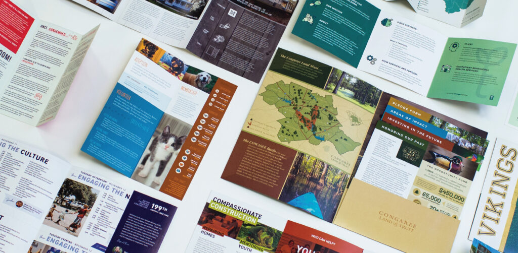 Trifold brochures printed by Trevett's Print + Mail.